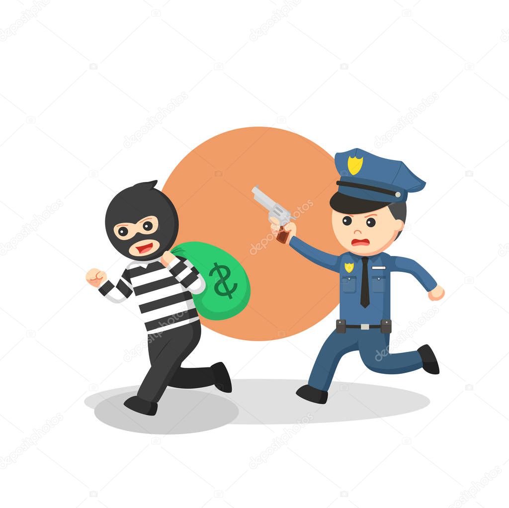 The police are chasing money thieves illustration