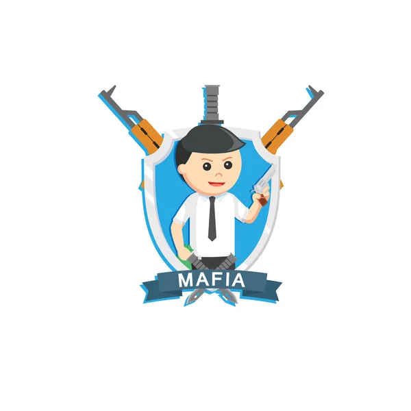 Pistool Maffia Embleem Taak Info Vector Illustratie — Stockvector