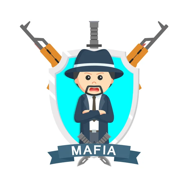 Maffia Baas Embleem Ontwerp Vector Illustratie — Stockvector