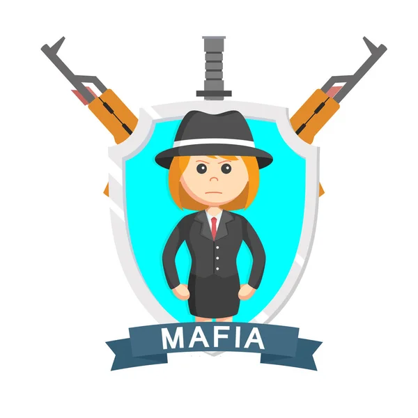 Maffia Meisje Embleem Ontwerp Vector Illustratie — Stockvector