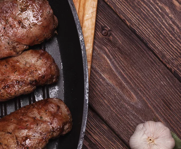 Cooking Duck Breast Grill Pan Tasty Recipe Composition Objects View — Stock Photo, Image