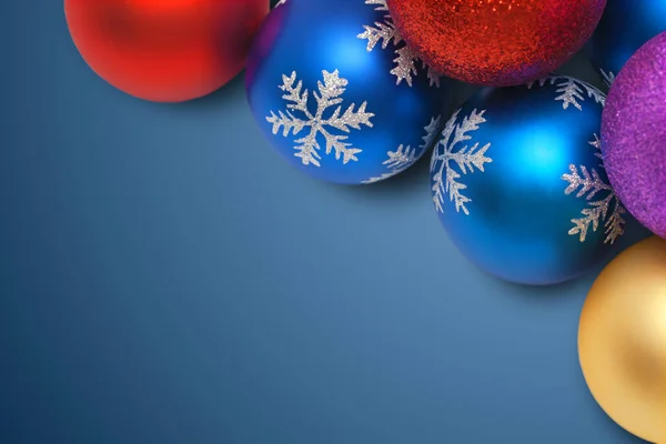 Kerstballen Blauwe Achtergrond — Stockfoto