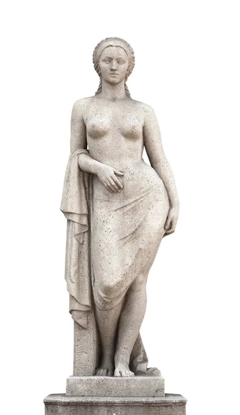 Stenen Standbeeld Naar Een Mooi Meisje Geïsoleerd — Stockfoto