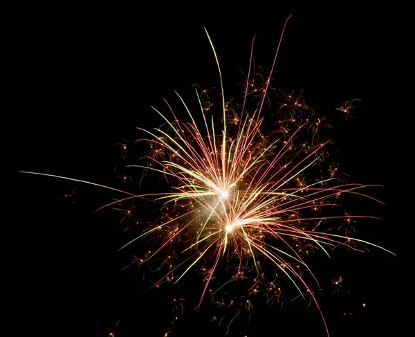 Két Bang Tűzijáték Egy Fekete Háttér — Stock Fotó