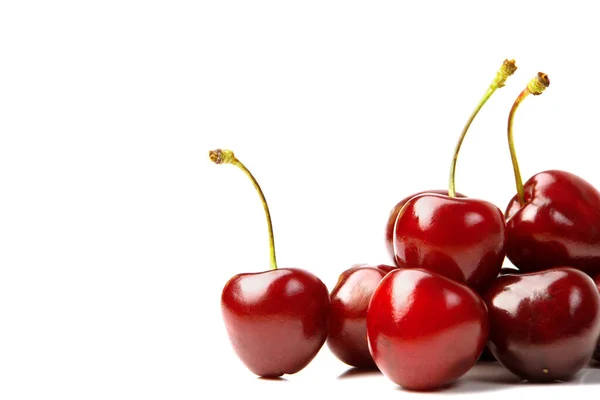 Handful Red Cherry White Background — Stock Photo, Image