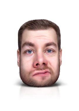 Beyazın üzerinde bir adamın komik bir portresi