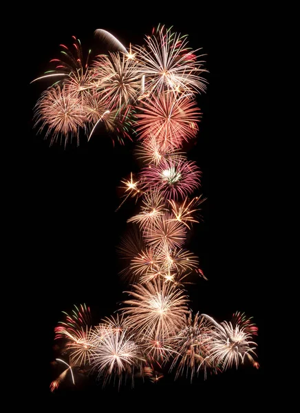 Alute Tűzijáték Számok Fekete Háttér — Stock Fotó