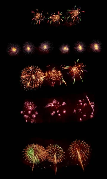 Robbanások Csoportja Égen Élénk Tisztelgés Tűzijáték Ünnepi Hangulat — Stock Fotó
