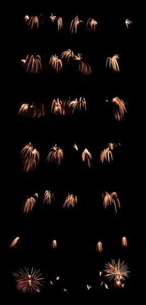 Group Explosions Sky Bright Salute Fireworks Festive Mood — Stock Photo, Image
