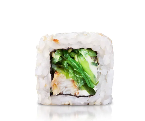 Japanese Cuisine Roll Unagi White Background — Stock Photo, Image