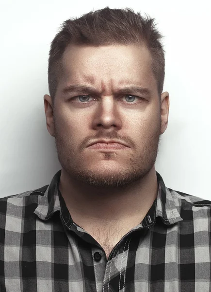 Funny Portrait Serious Man Man Studio — Stock Photo, Image