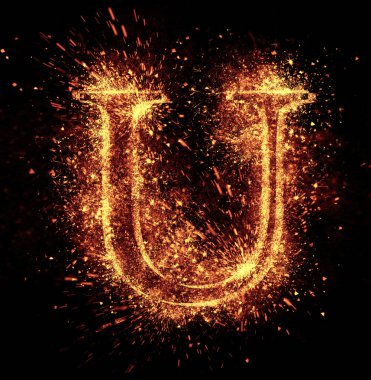 Alfabe kıvılcımı siyah arkaplanda izole edilmiştir