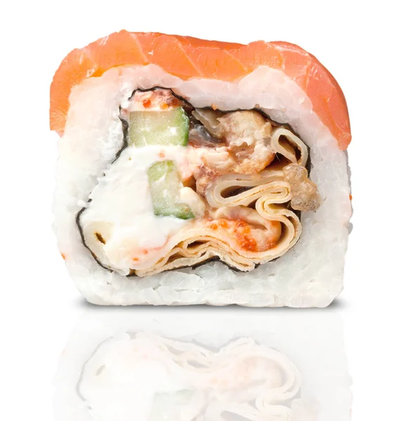 Salmon Sushi Roll Isolated White Background — Stock Photo, Image