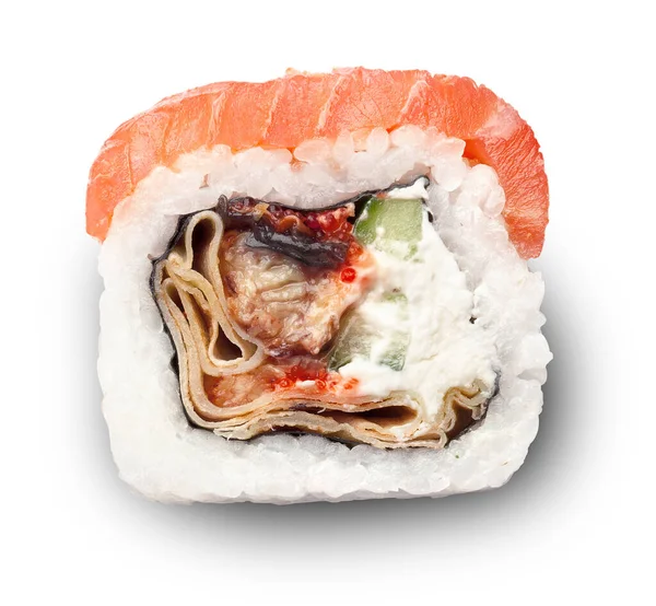 Lososová Sushi Role Izolována Bílém Pozadí — Stock fotografie