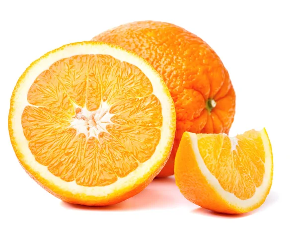 Ganze Orangefarbene Früchte Und Seine Segmente Isoliert Auf Weißem Hintergrund — Stockfoto