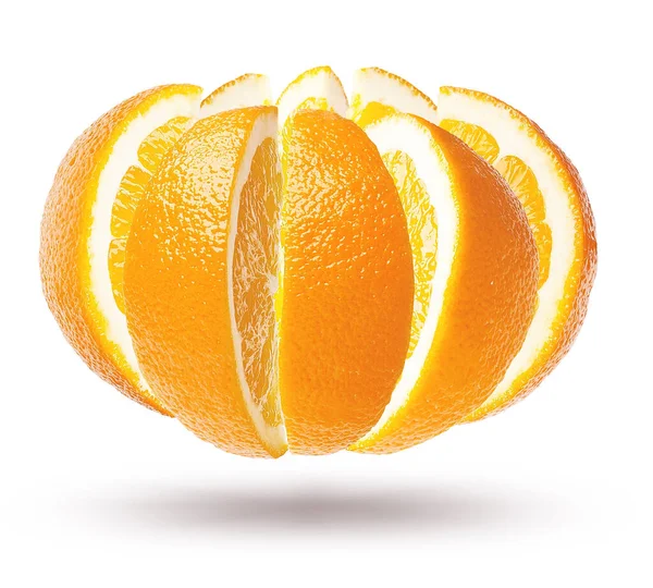 Orange Segments Air Isolated White Background — Stock Photo, Image