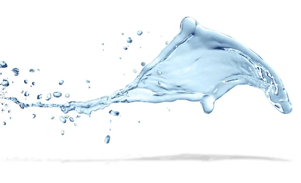 Μπλε Νερό Splash Απομονώνονται Λευκό Φόντο — Φωτογραφία Αρχείου