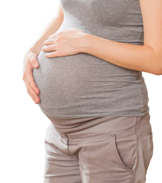 Pregnant Woman Isolated White — Stock Photo, Image