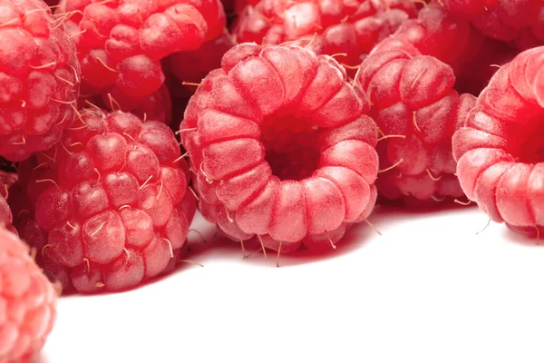 Background Ripe Raspberry Isolated White — Stock Photo, Image