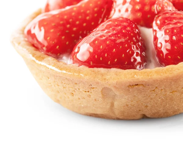 Panier Sucré Crème Aux Fraises Sur Blanc — Photo