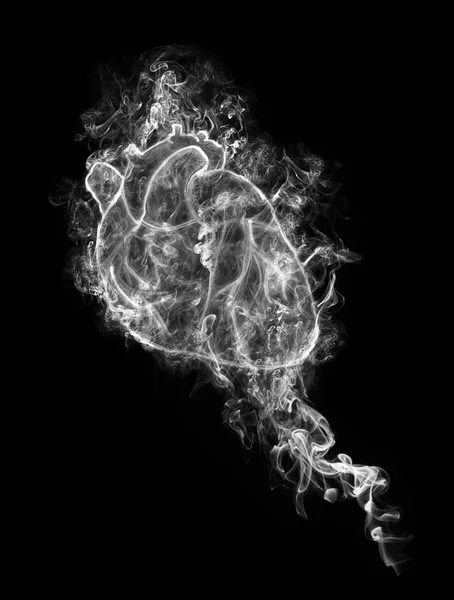 Abstract Human Heart Smoke Black Background — Stock Photo, Image