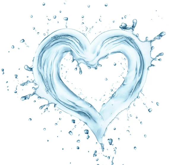 Heart Water Splash Bubbles Love Simbol Isolated White Background — Stock Photo, Image