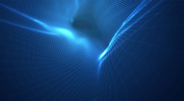 3d çokgen ağ, bükülmeler, dalgalar ve akışların mavi vektör arkaplanı