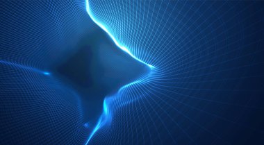 3d çokgen ağ, bükülmeler, dalgalar ve akışların mavi vektör arkaplanı