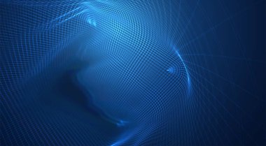 3d çokgen ağ, bükülmeler, dalgalar ve akışların mavi vektör arkaplanı