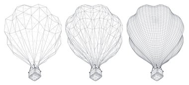 Üçgen segmentlerden gelen balon vektör kümesi. İş ve turizm için tasarım unsuru