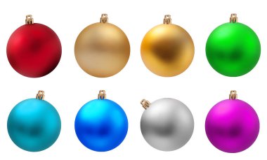 Çok renkli Noel ağacı oyuncakları seti - toplar