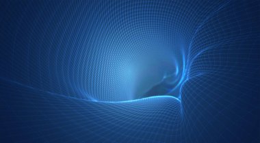 3d çokgen ağ, bükülmeler, dalgalar ve akışların mavi vektör arkaplanı