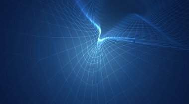 3d çokgen ağ, bükülmeler, dalgalar ve akışların mavi vektör arkaplanı