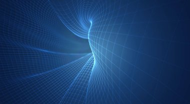 3d çokgen ağ, bükülmeler, dalgalar ve akışların mavi vektör arkaplanı