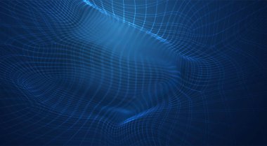 3d çokgen ağ, bükülmeler, dalgalar ve akışların mavi vektör arkaplanı