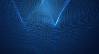 3d çokgen ağ, bükülmeler, dalgalar ve akışların mavi vektör arkaplanı