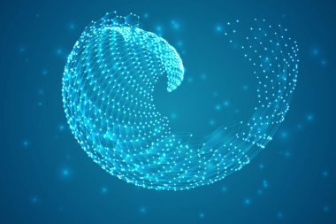 Vektör 3 boyutlu arka plan. Puan dalgası. Geometrik dans