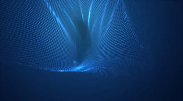Векторный Синий Фон Трехмерной Полигональной Сетки Изгибов Волн Потоков — стоковый вектор