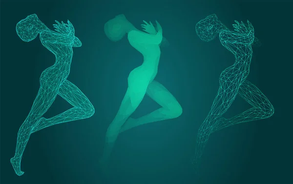 Conjunto Vetorial Figuras Femininas Poses Dança Fundo Verde —  Vetores de Stock