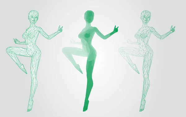 Vector Conjunto Figuras Femeninas Poses Danza Sobre Fondo Blanco — Archivo Imágenes Vectoriales