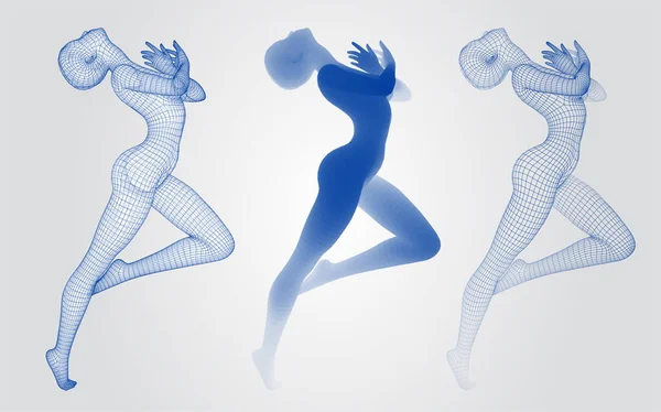 Vectorset Van Vrouwelijke Figuren Dansposities Witte Achtergrond — Stockvector