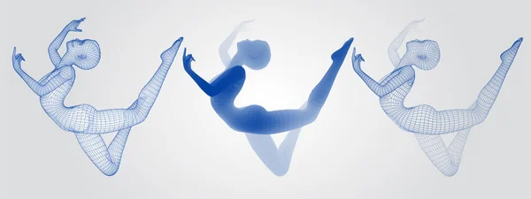 Векторний Набір Жіночих Фігур Танцювальних Позах Білому Тлі — стоковий вектор