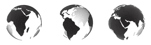 Ensemble Planètes Vectorielles Terre Isolée Sur Fond Blanc Squelette Segments — Image vectorielle