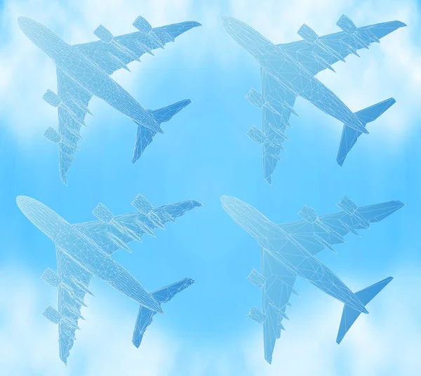 Vektorsatz Von Flugzeugen Aus Dreieckigen Segmenten — Stockvektor