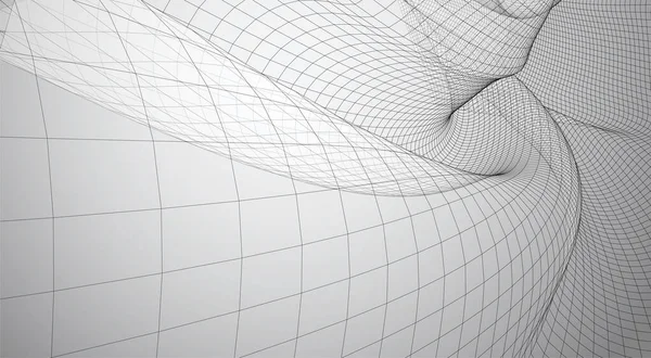 Vektorraum Aus Quadratischen Polygonnetzen Abstrakte Form Auf Weißem Hintergrund — Stockvektor