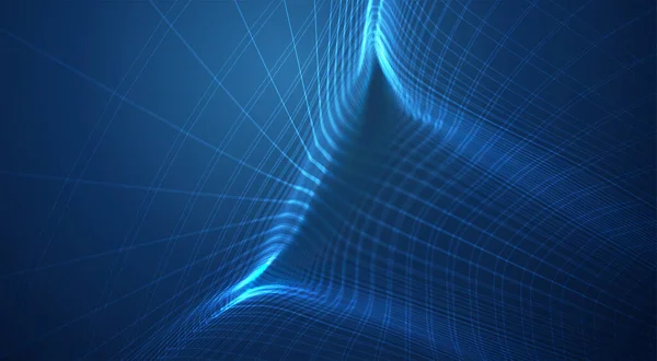 Vektor Blauer Hintergrund Aus Polygonnetzen Biegungen Wellen Und Strömungen — Stockvektor