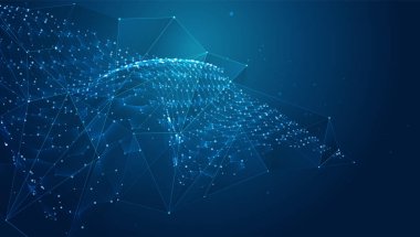 Altıgenli soyut vektör arkaplanı. Sanal dünyanın manzarası. 3B tasarım