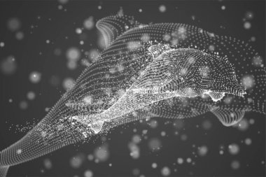 Parlak bir zemin üzerinde parlak noktalar ve ışıklarla vektör yunusları.