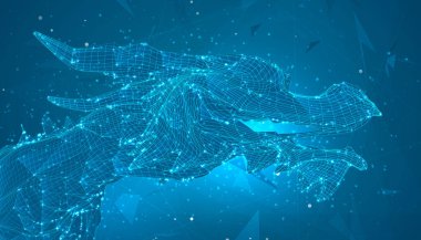 Çin Yeni Yılı 'nın sembolü. Uzun uçan ejderha uçurtması. 3d vektör illüstrasyonu