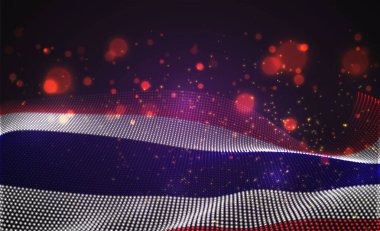 Soyut noktalardan oluşan parlak ülke bayrağını taşıyın. Tayland